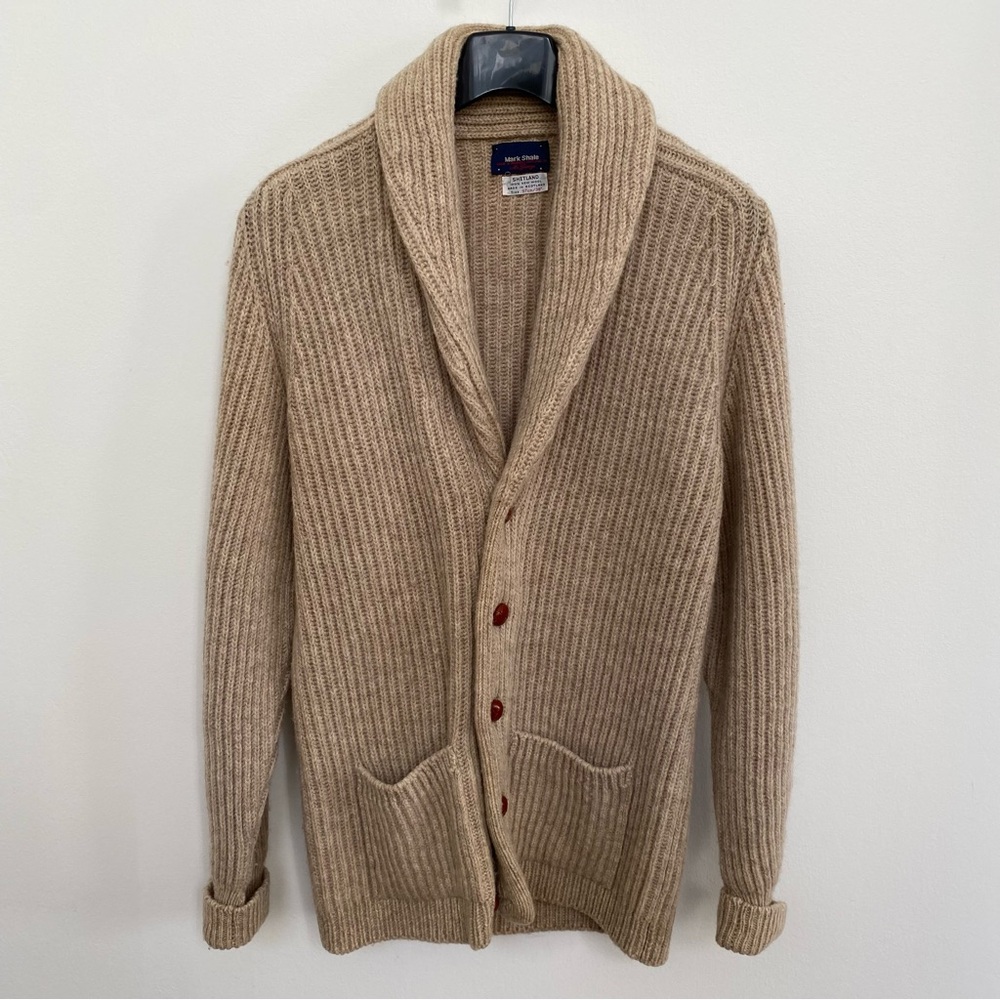 Mark Shale - Men’s XS Shetland Wool Shawl Cardigan Sweater (Made In Scotland)